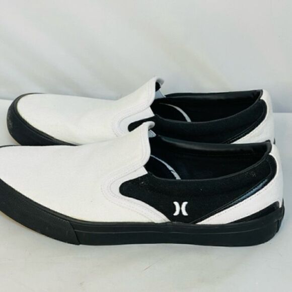 Hurley Men's Black and White Slip-On Sneakers - Picture 6 of 7